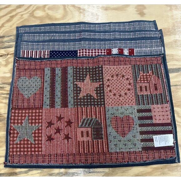 Americana Tapestry Placemats, 12”x18” Stars And Stripes Flag USA Set Of 4 - Picture 2 of 4